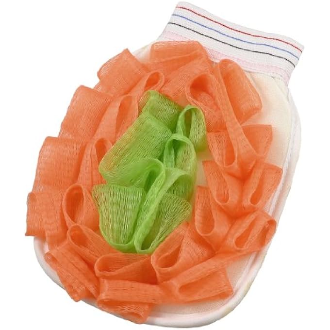 Yellow White Double Side Body Scrub Massage Bath Shower Glove Mitt (id: 528 30c 041 ced fbe